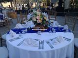 centerpiece with blue runner